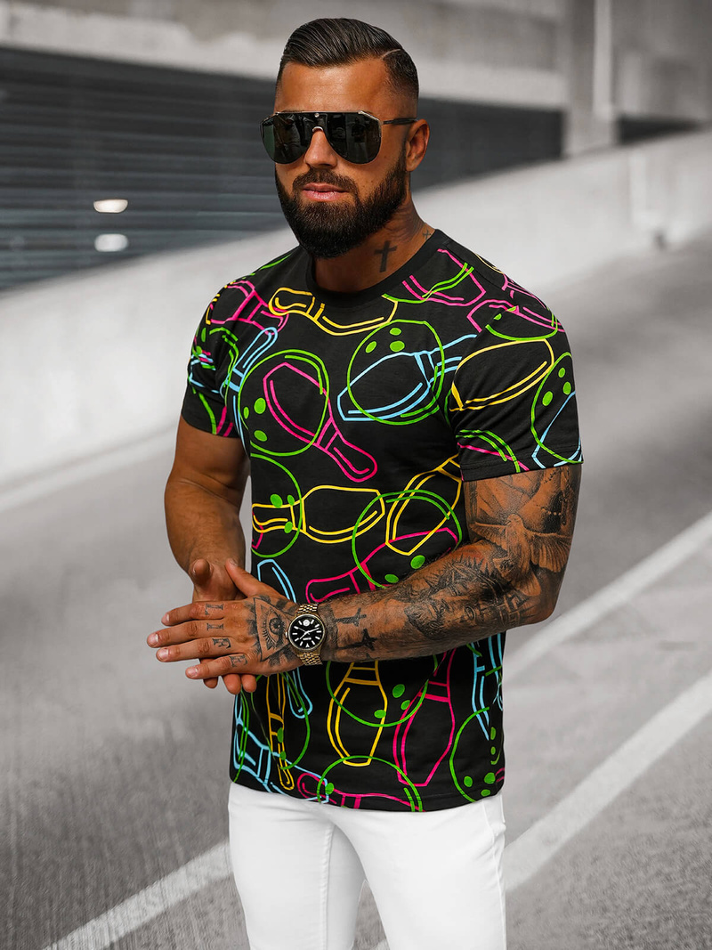 Ανδρικό μπλουζάκι μαύρο OZONEE O/T1272/3