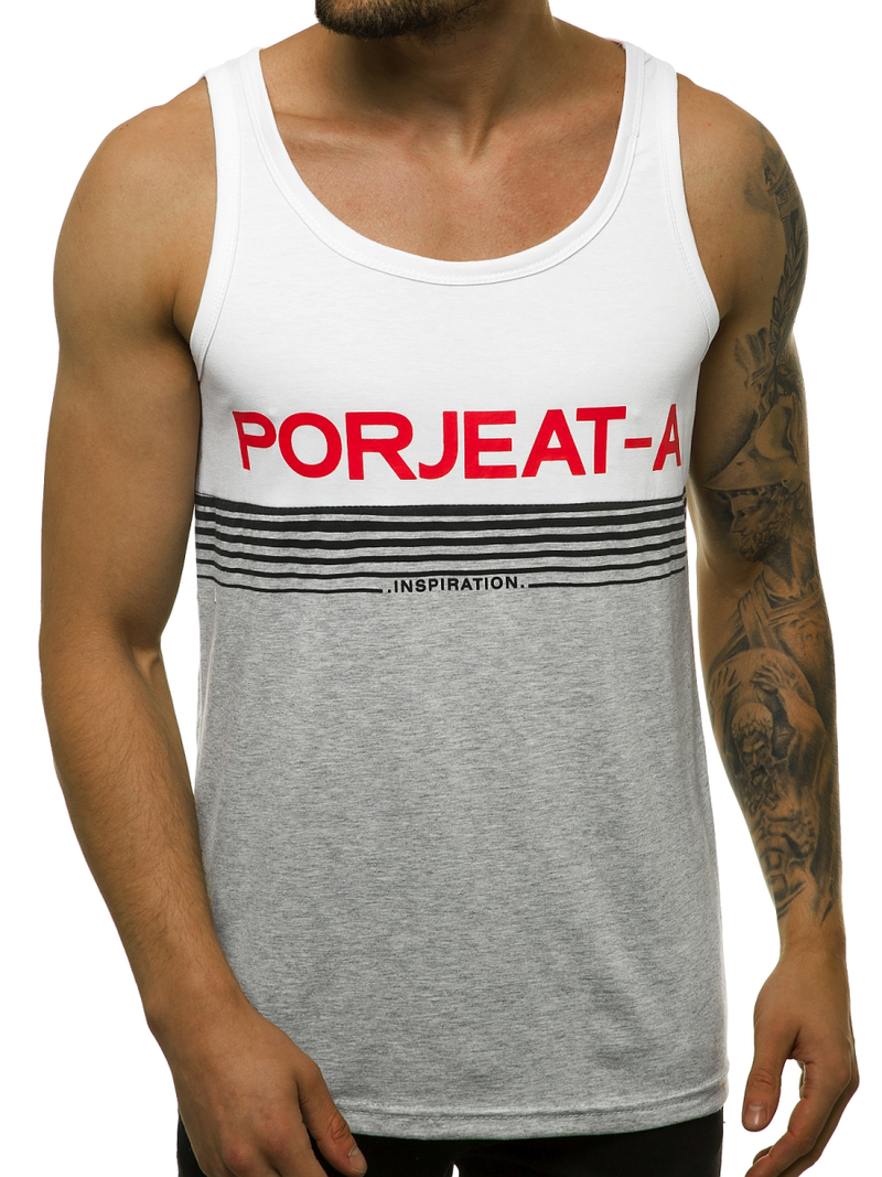 Ανδρικό αμάνικο μπλουζάκι λευκό OZONEE JS/SS11062