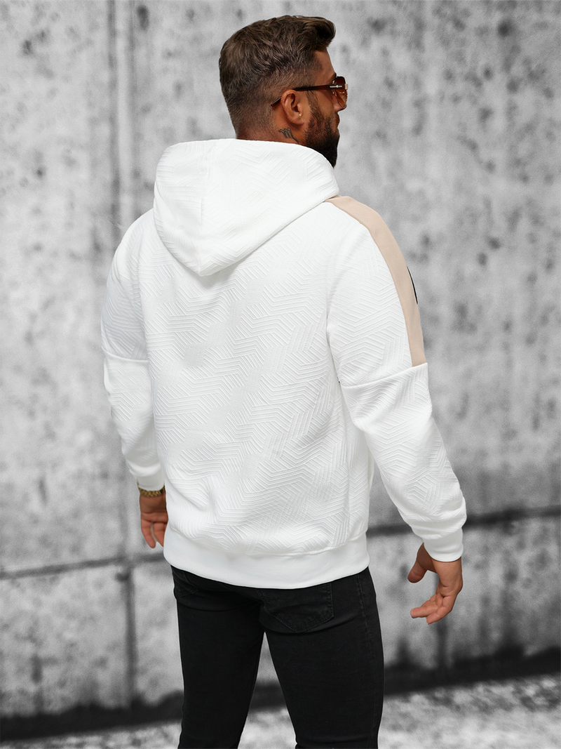 Ανδρικό Φούτερ με Κουκούλα λευκό OZONEE JS/3B577