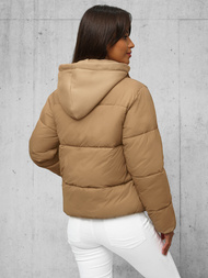 Γυναικείο μπουφάν ανοιχτό-μπεζ OZONEE JS/16M9187/158