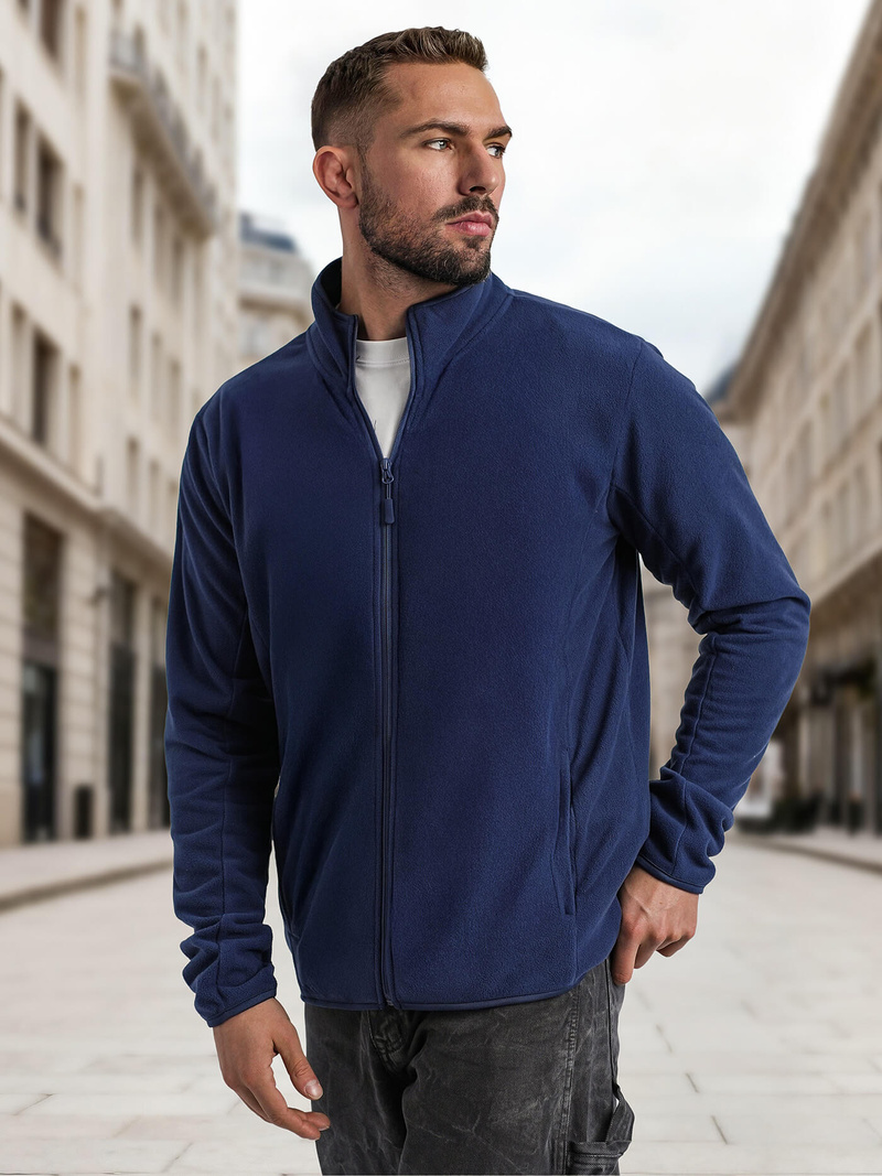 Ανδρικό φούτερ με φερμουάρ ναυτικό μπλε OZONEE JS/HH016/25