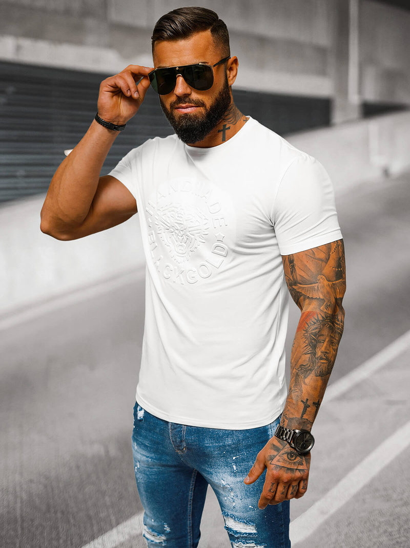 Ανδρικό μπλουζάκι λευκό OZONEE NB/MT3056Z