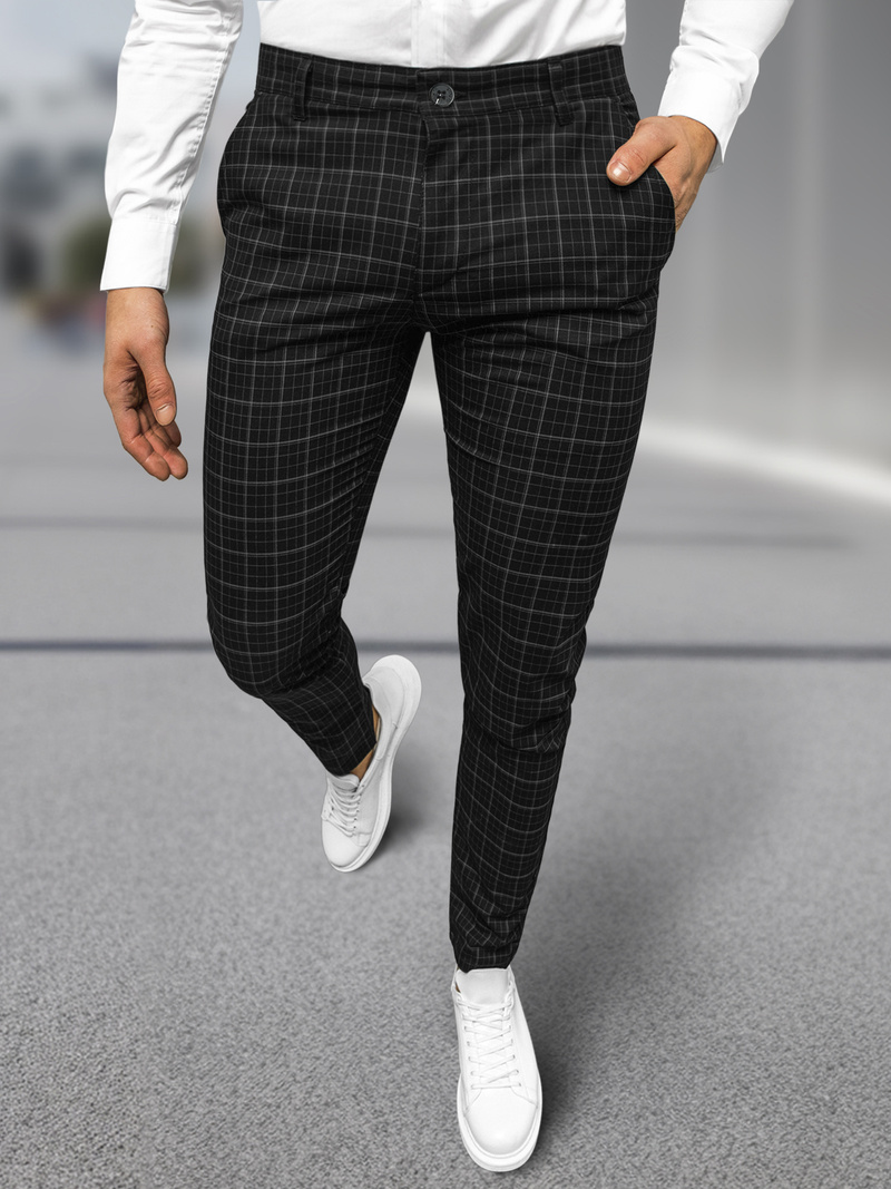 Ανδρικό παντελόνι chino μαύρο OZONEE DJ/5515