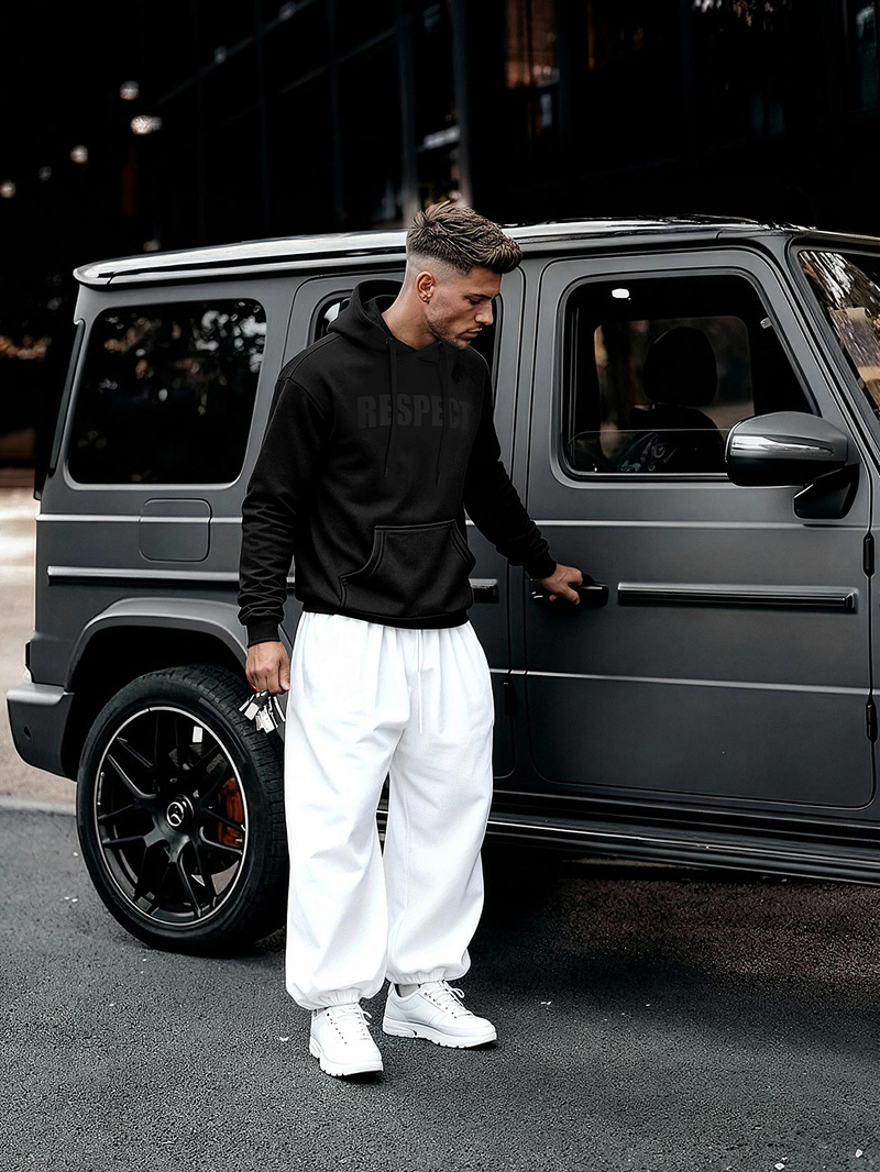 Ανδρικό Φούτερ με Κουκούλα μαύρο OZONEE JS/8B1968/3