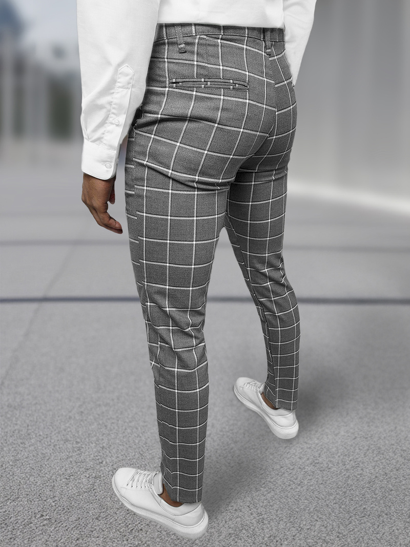 Ανδρικό παντελόνι chino σκούρο-γραφίτη OZONEE DJ/5522Z