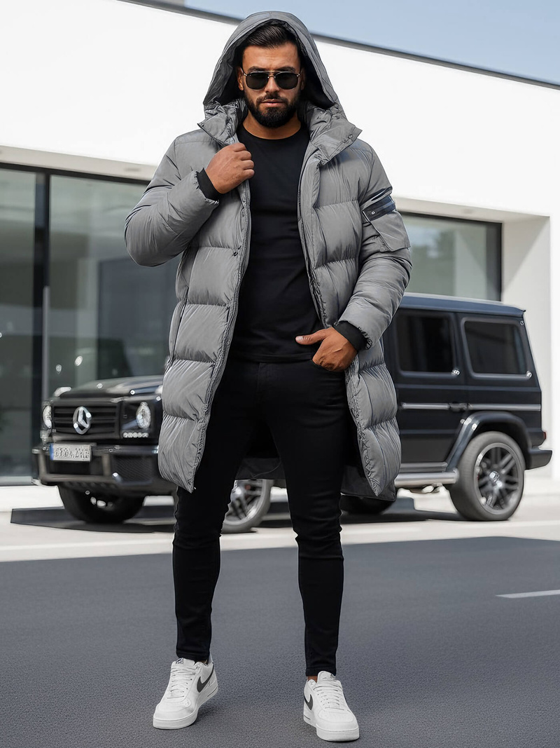 Ανδρικό χειμερινό μπουφάν Γκρί OZONEE O/M799Z