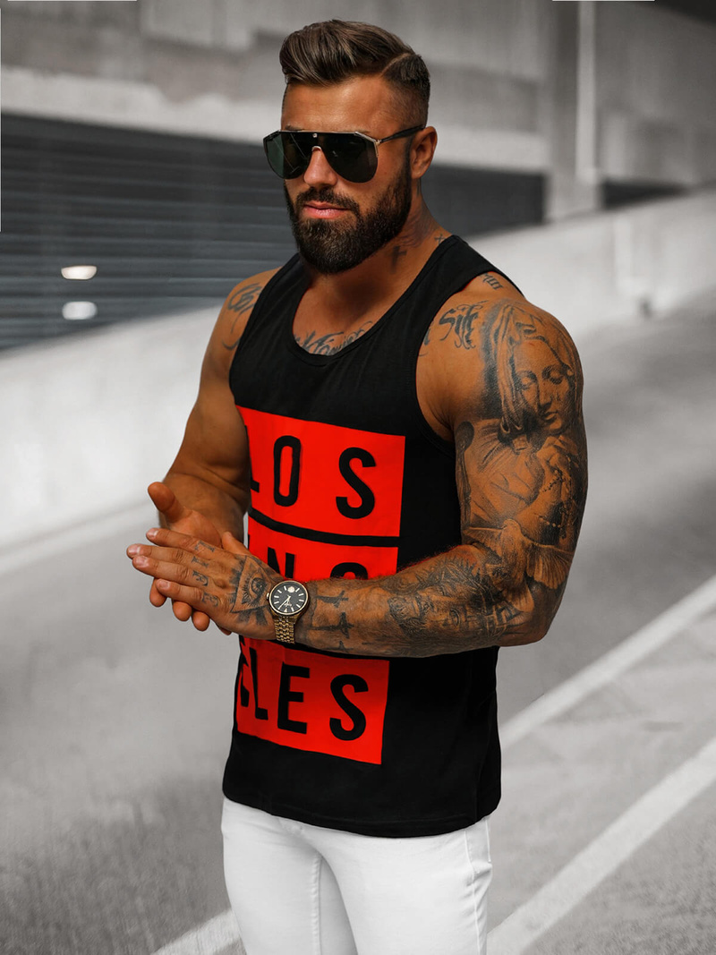 Ανδρικό αμάνικο μπλουζάκι μαύρο OZONEE O/T105/3