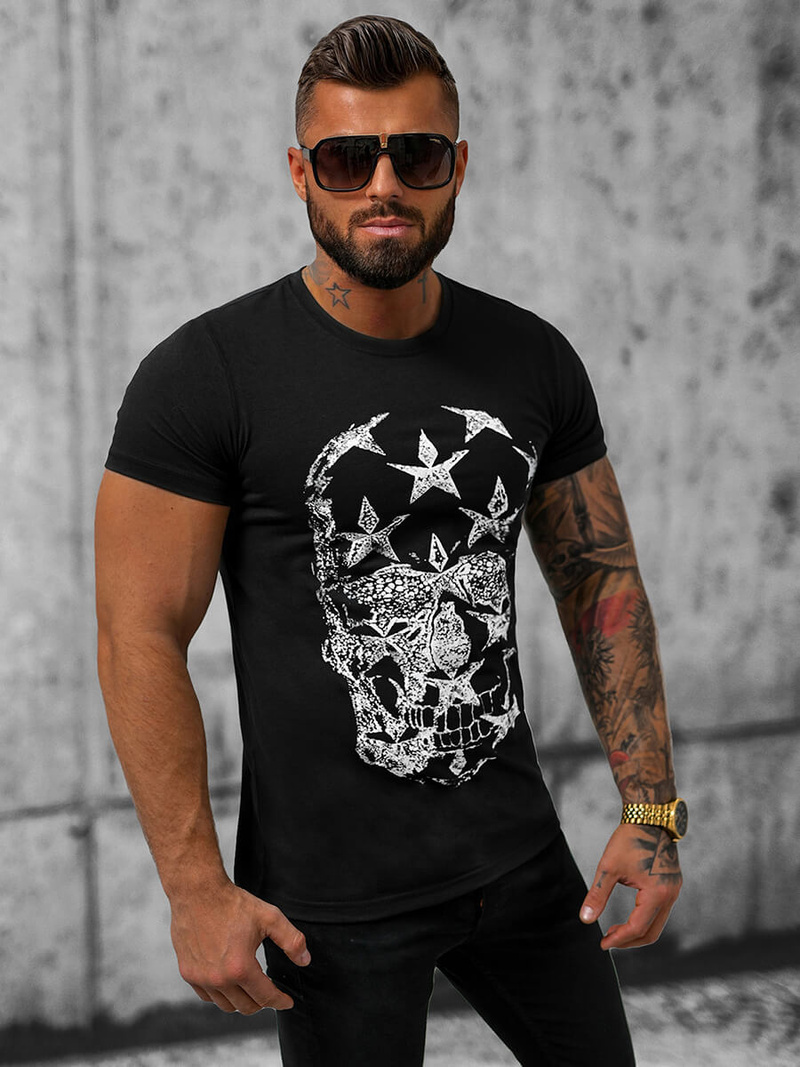 Ανδρικό μπλουζάκι μαύρο OZONEE O/T121/3Z