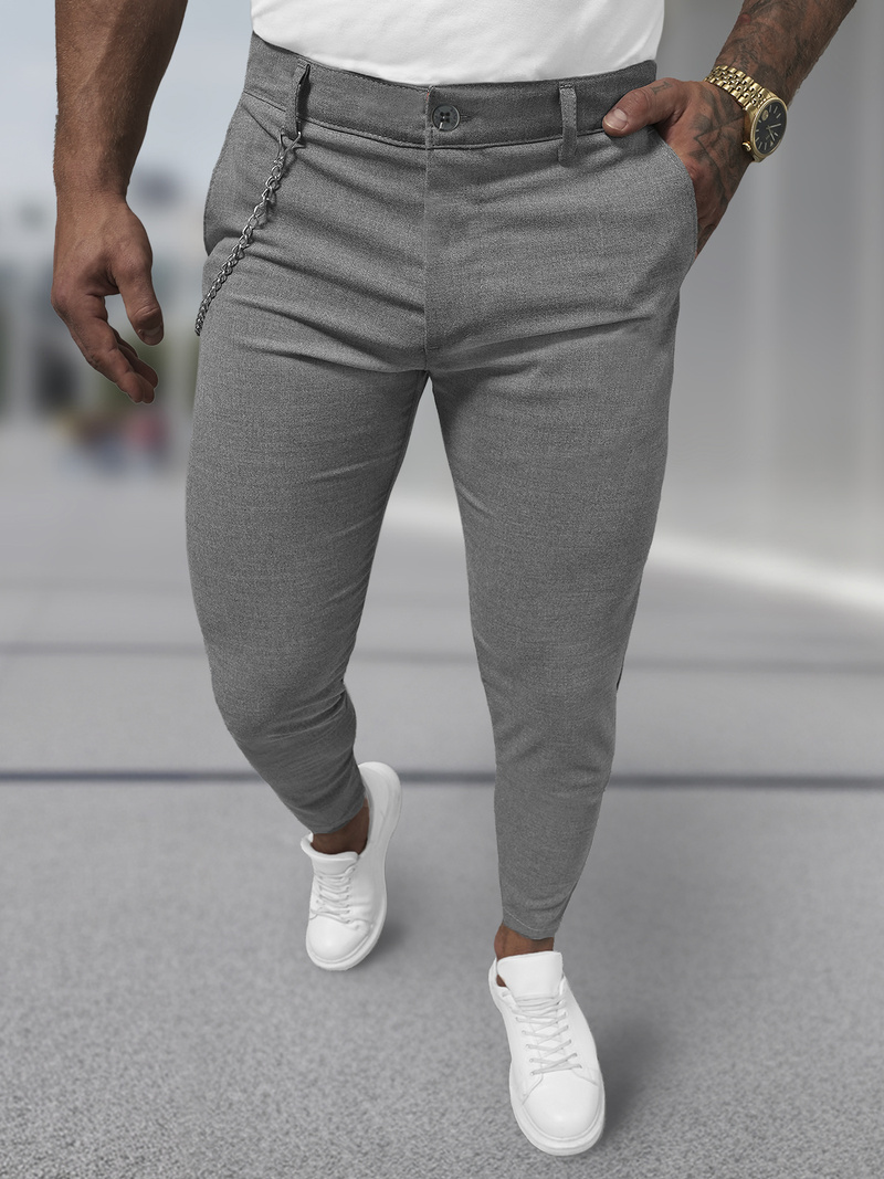 Ανδρικό παντελόνι chino σκούρο-γκρι OZONEE DJ/3300