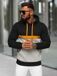 Ανδρικό Φούτερ με Κουκούλα μαύρο OZONEE JS/8B1319/3