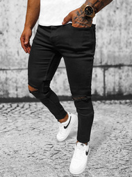 Ανδρικό τζιν παντελόνι mαύρος OZONEE E/5391/02