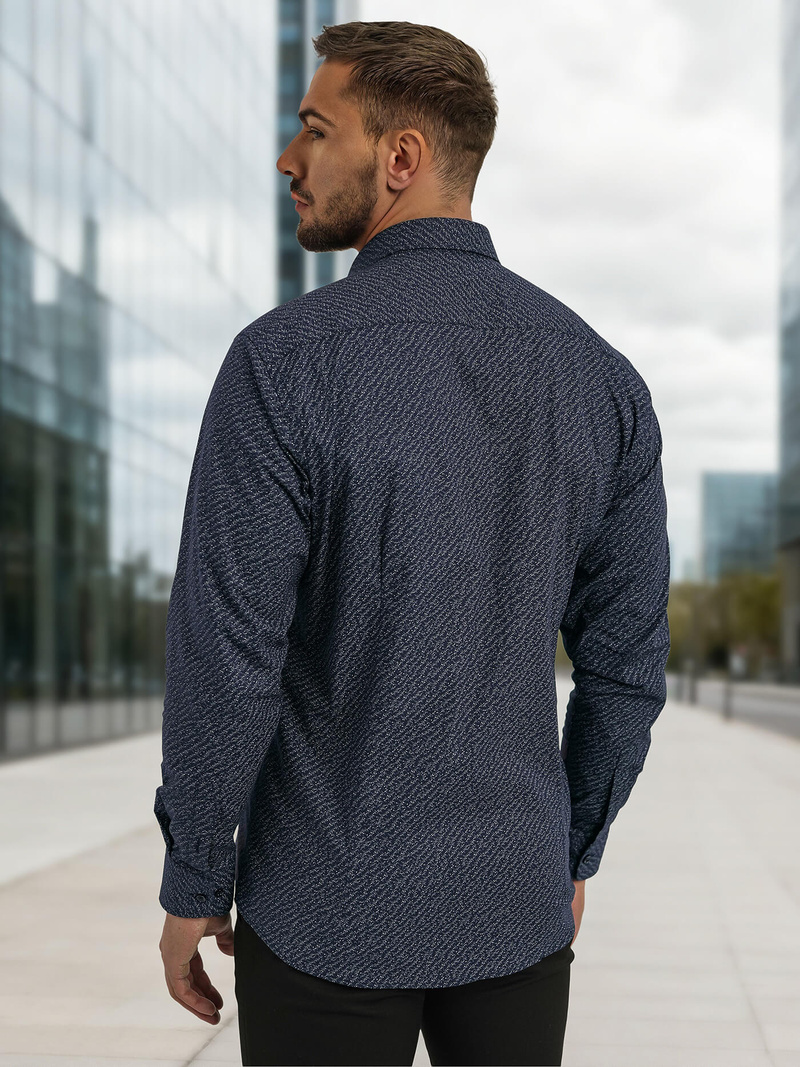 Ανδρικό πουκάμισο ναυτικό μπλε OZONEE V/V186