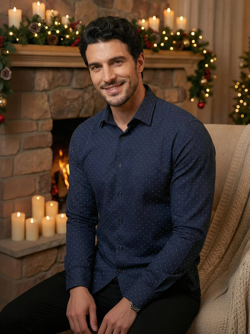 Ανδρικό πουκάμισο ναυτικό μπλε OZONEE V/V183Z