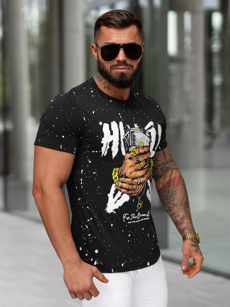 Ανδρικό μπλουζάκι μαύρο OZONEE JS/8B1389/3