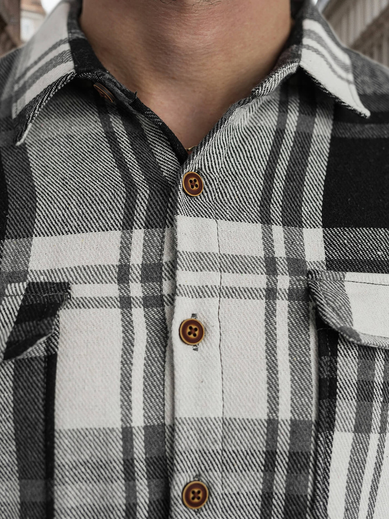 Ανδρικό πουκάμισο μαύρο άσπρο OZONEE NB/MC728N/3Z