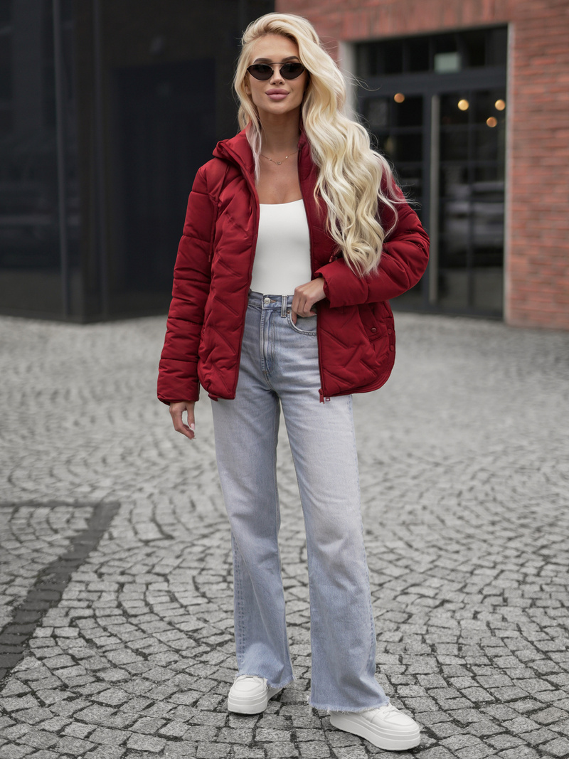 Γυναικείο μπουφάν bουργουνδία OZONEE JS/16M9300/06Z