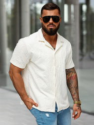 Ανδρικό πουκάμισο με κοντό μανίκι eκρού OZONEE O/B2256