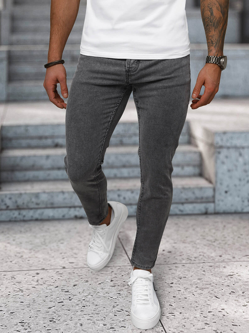 Ανδρικό τζιν παντελόνι γραφίτη OZONEE NB/MP0192GS