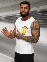 Ανδρικό αμάνικο μπλουζάκι λευκό OZONEE JS/8B1717/1Z