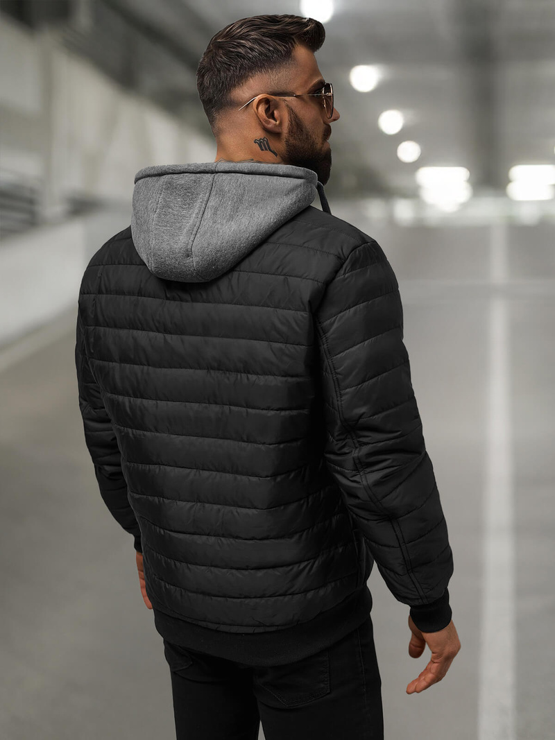 Ανδρικό μπουφάν μαύρο OZONEE JS/8M985/392