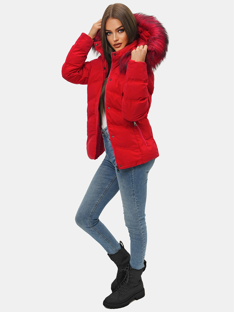 Γυναικείο χειμερινό μπουφάν το κόκκινο OZONEE JS/M9057/270