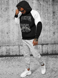 Φούτερ με Κουκούλα μαύρο OZONEE O/SWE23037