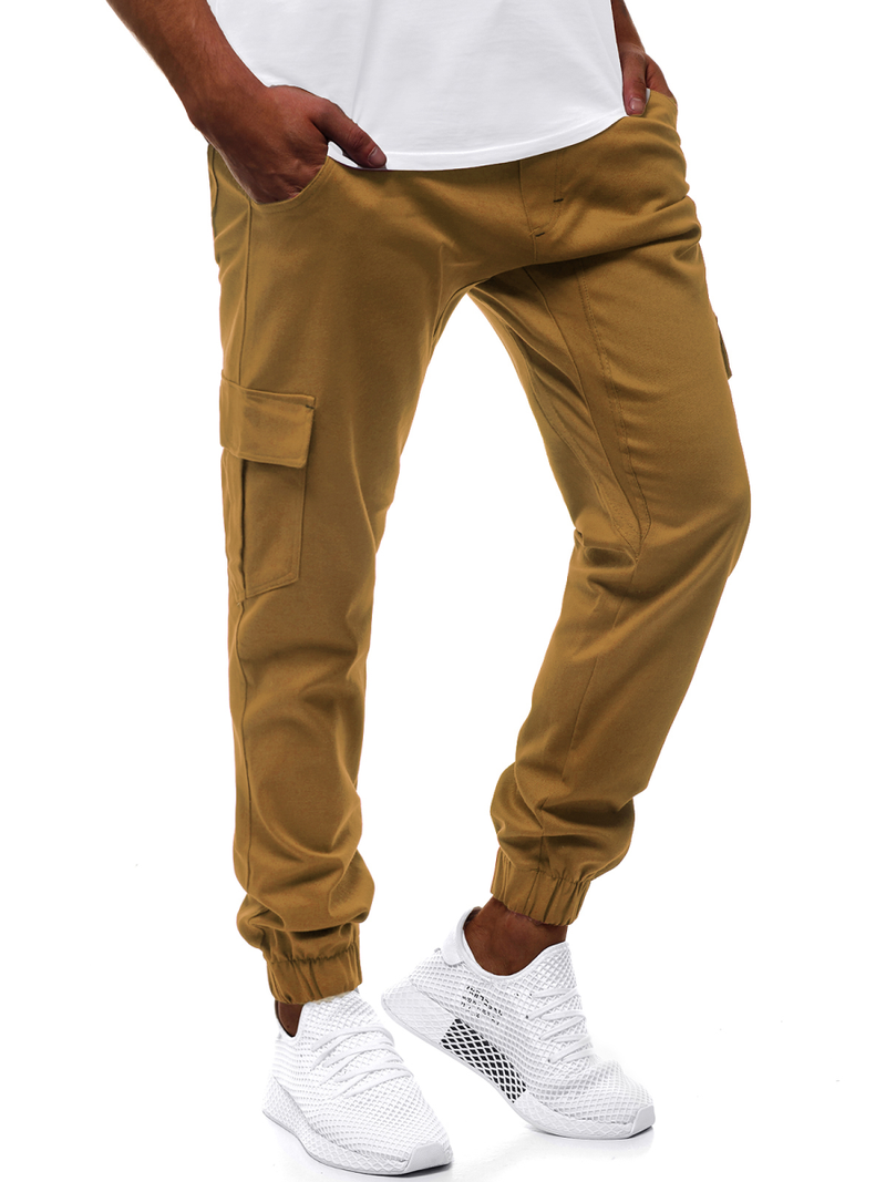 Ανδρικό παντελόνι jogger κάμελ OZONEE A/404