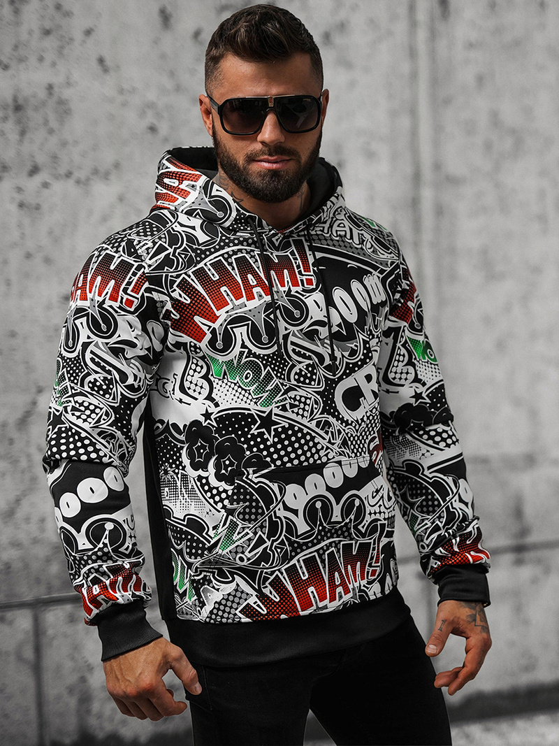 Ανδρικό Φούτερ με kουκούλα μαύρο OZONEE O/B270