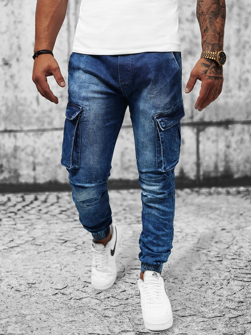 Ανδρικό τζιν παντελόνι jogger μπλε OZONEE DR/TF056Z