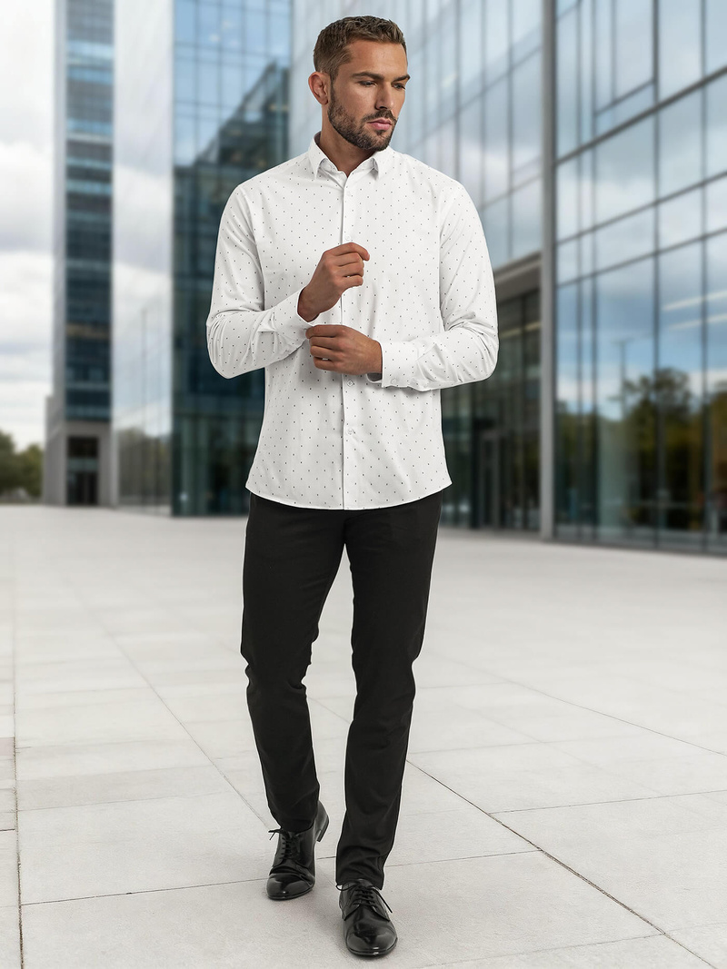 Ανδρικό πουκάμισο λευκό OZONEE V/V180