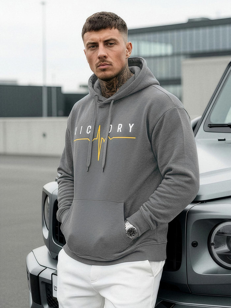 Ανδρικό Φούτερ με Κουκούλα γραφίτη OZONEE JS/8B1757/5