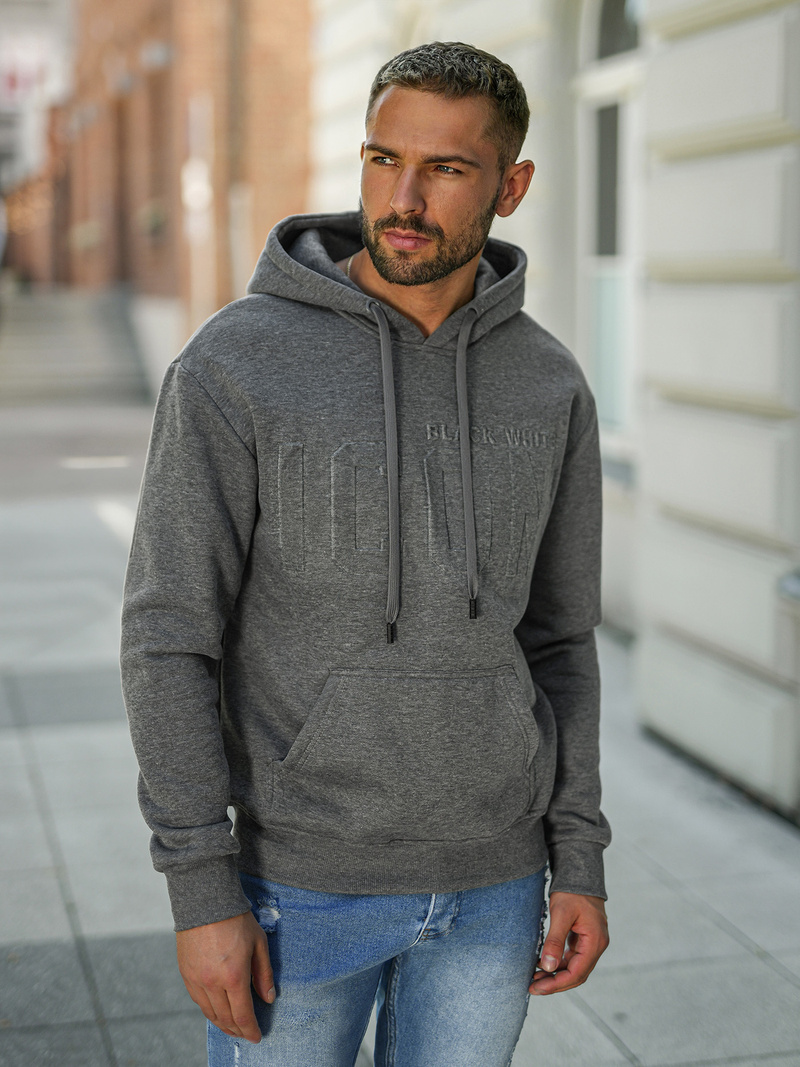 Ανδρικό Φούτερ με Κουκούλα γραφίτη OZONEE JS/8B1773/5