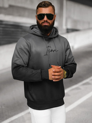 Ανδρικό Φούτερ με Κουκούλα γραφίτης-μαύρος OZONEE JS/27B6501/5