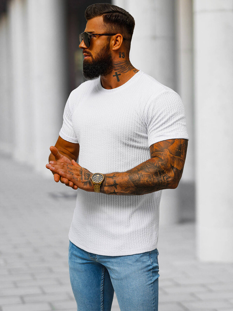 Ανδρικό μπλουζάκι λευκό OZONEE O/7766T