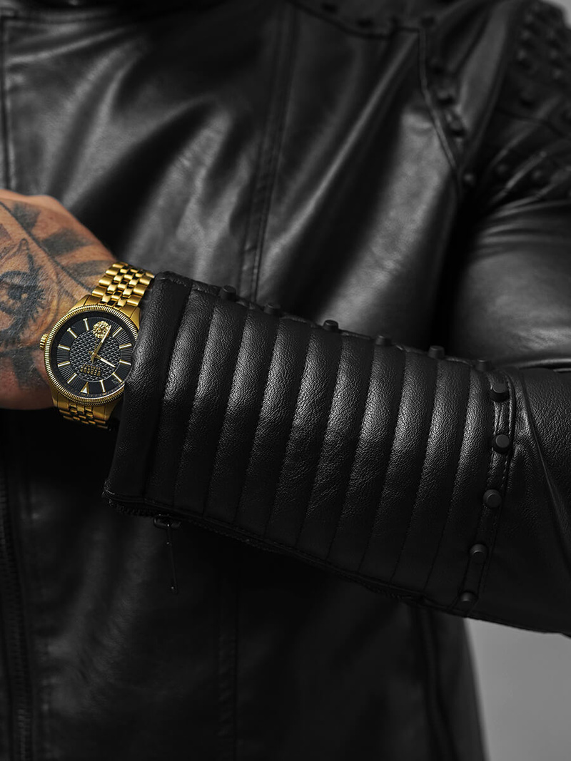 Ανδρικό δερμάτινο μπουφάν μαύρο OZONEE O/8901