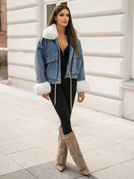 Γυναικείο τζιν μπουφάν mπλε OZONEE JS/11Z8219