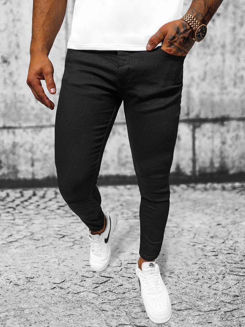 Ανδρικό τζιν παντελόνι mαύρος OZONEE E/5348/02