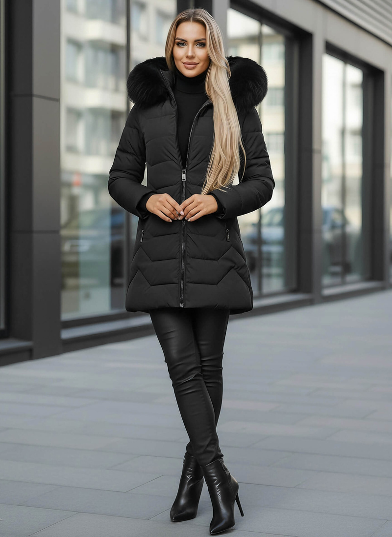 Γυναικείο μπουφάν μαύρο OZONEE JS/16M9121/392Z