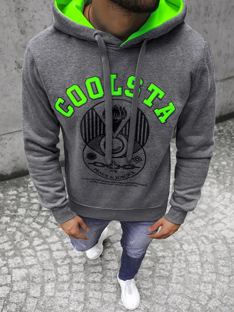 Ανδρικό Φούτερ με Κουκούλα γραφίτη OZONEE JS/Y10036