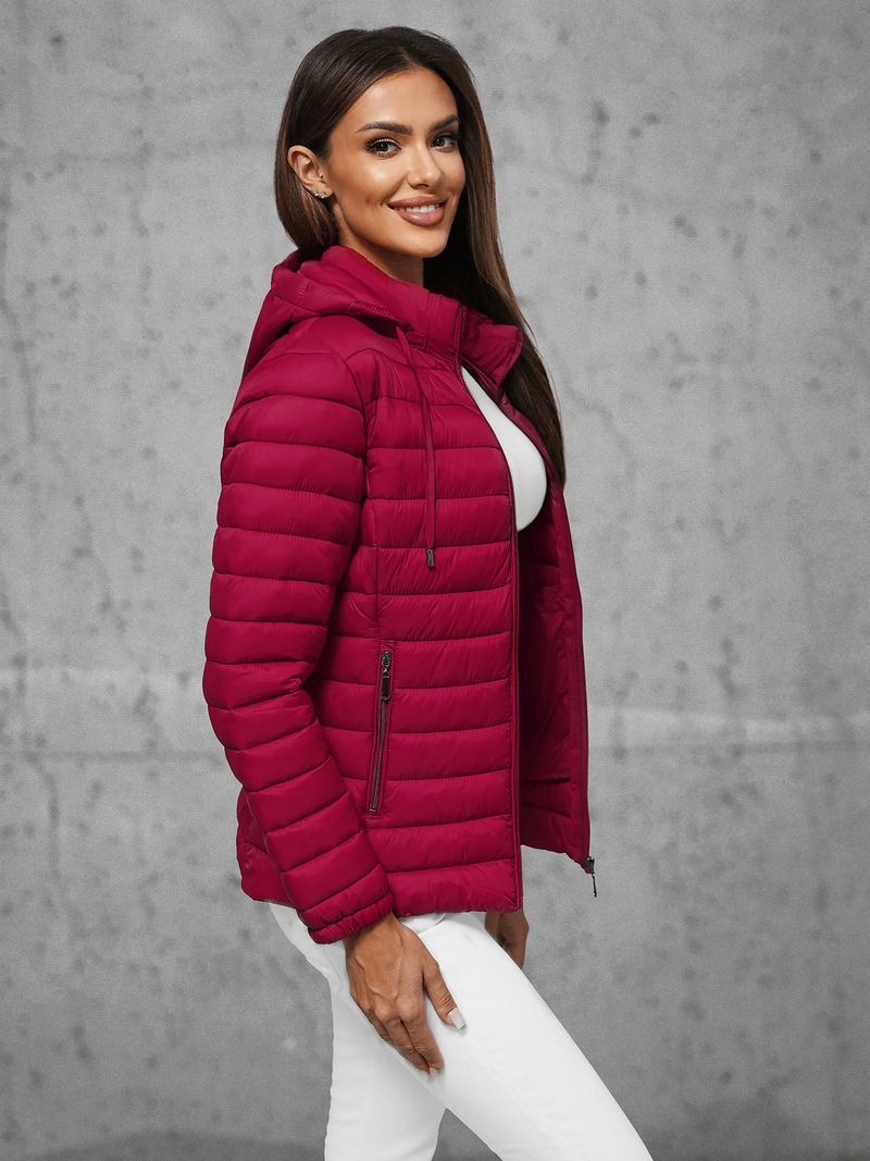 Γυναικείο μπουφάν μπορντό OZONEE JS/16M9101/06
