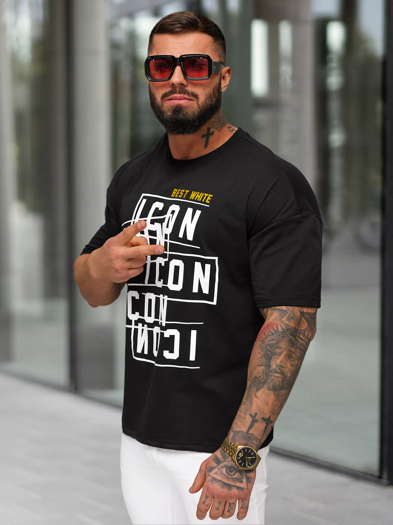 Ανδρικό μπλουζάκι μαύρο OZONEE JS/8B1366/3