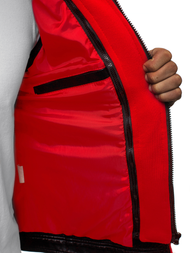 Ανδρικό δερμάτινο μπουφάν μαύρο-Κόκκινο OZONEE N/6129Z