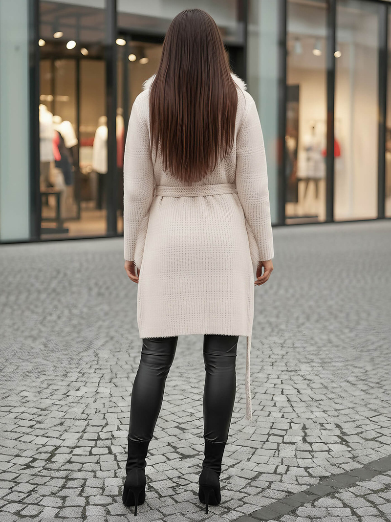 Γυναικείο παλτό mπεζ OZONEE JS/53M5200/155Z