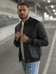 Ανδρικό μπουφάν μαύρο OZONEE JS/8M985/392Z