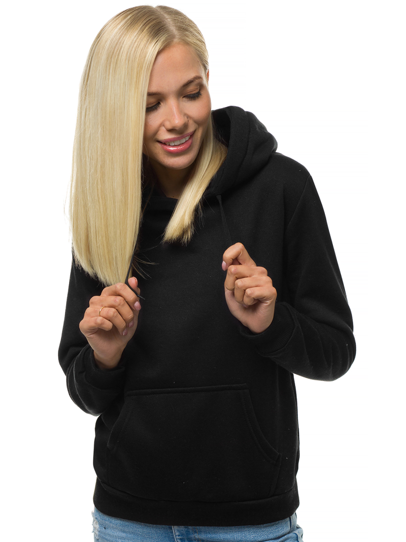 Γυναικείο φούτερ με κουκούλα μαύρο OZONEE JS/KSW2038