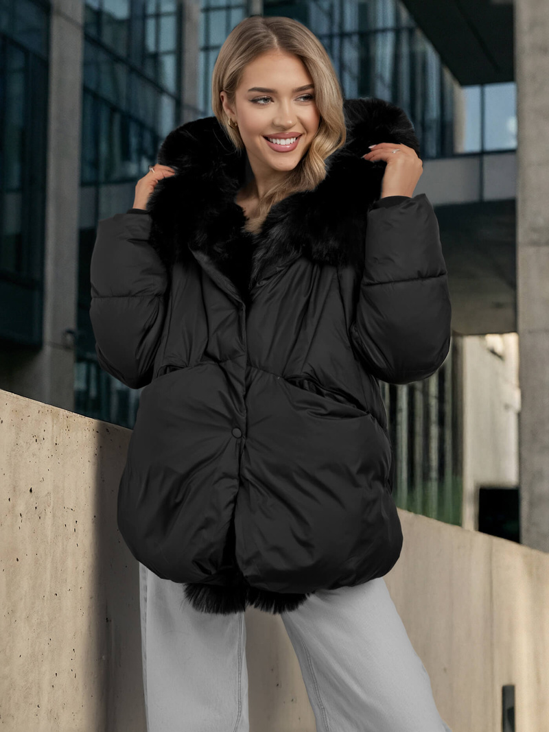 Γυναικείο μπουφάν μαύρο OZONEE O/16M9179/392Z