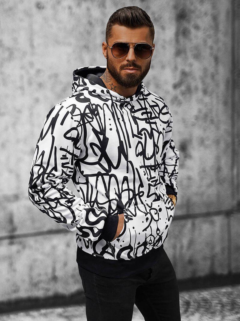 Ανδρικό Φούτερ με kουκούλα λευκό OZONEE JS/8B1151/1