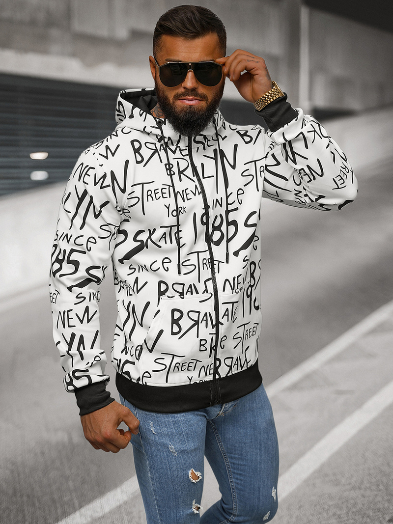 Ανδρικό Φούτερ με Kουκούλα λευκό OZONEE JS/8B1175/1