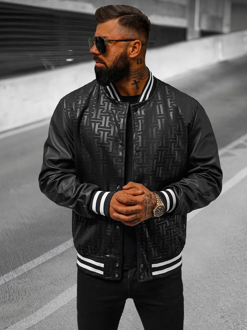 Ανδρικό μπουφάν bomber μαύρο OZONEE O/3A172Z