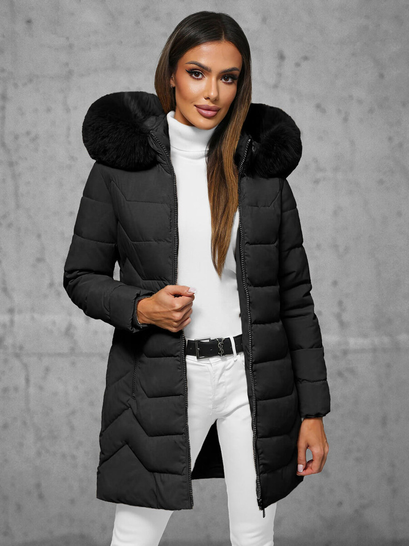 Γυναικείο μπουφάν μαύρο OZONEE JS/16M9121/392